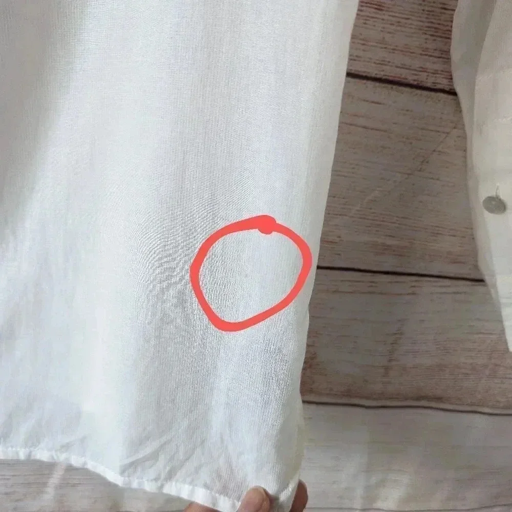 Marc by Marc Jacobs Parchment Shirt Pearl Button Cream Color Roll Tab Sleeve - Picture 13 of 14